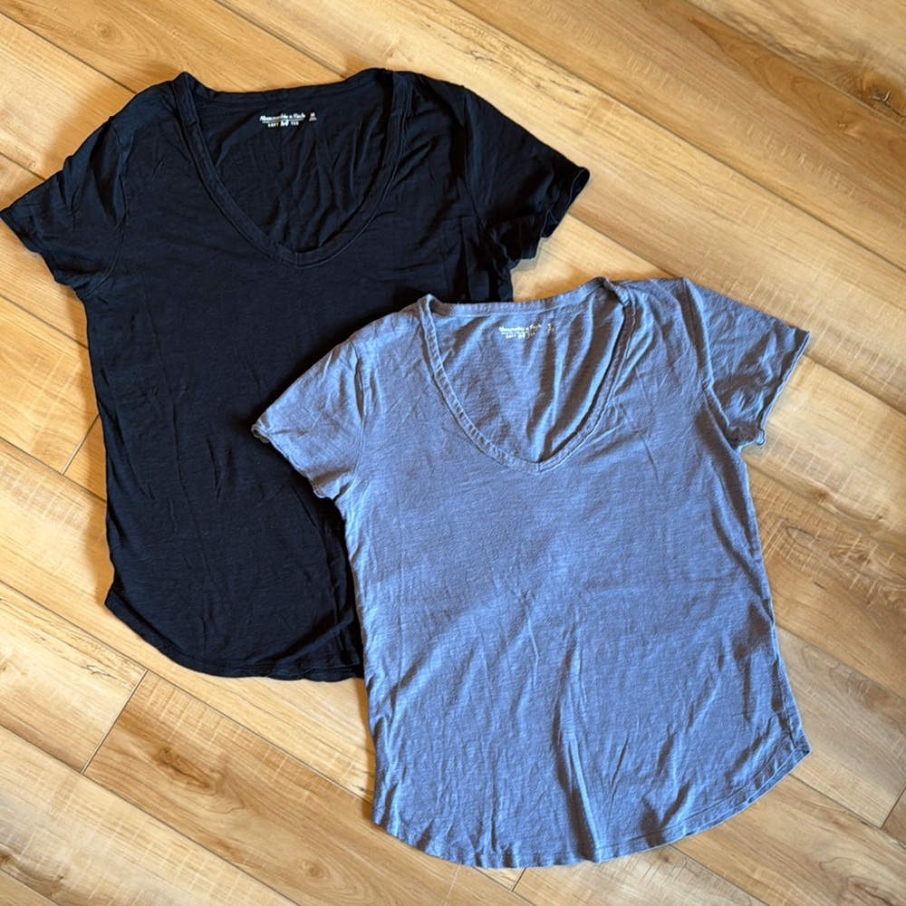 Set of Abercrombie & Fitch soft AF tees size S and M black and grayish blue